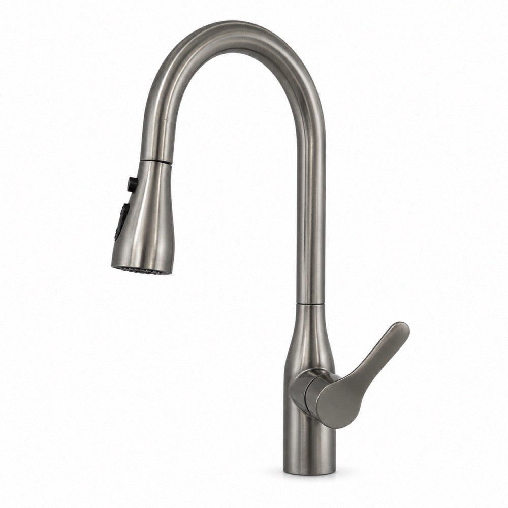 High-Arc Pull-Down Kitchen Faucet with Slim Spray Head, Brushed Nickel