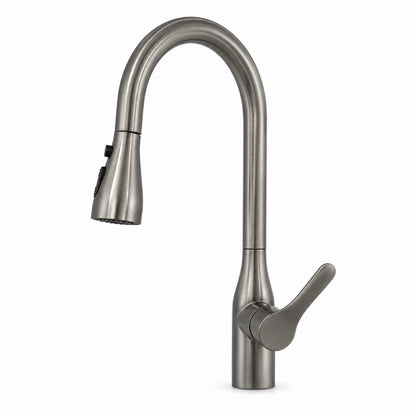 High-Arc Pull-Down Kitchen Faucet with Slim Spray Head, Brushed Nickel
