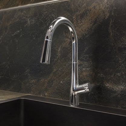 Modern Pull-Down Kitchen Faucet with High-Arc Spout, Polished Chrome