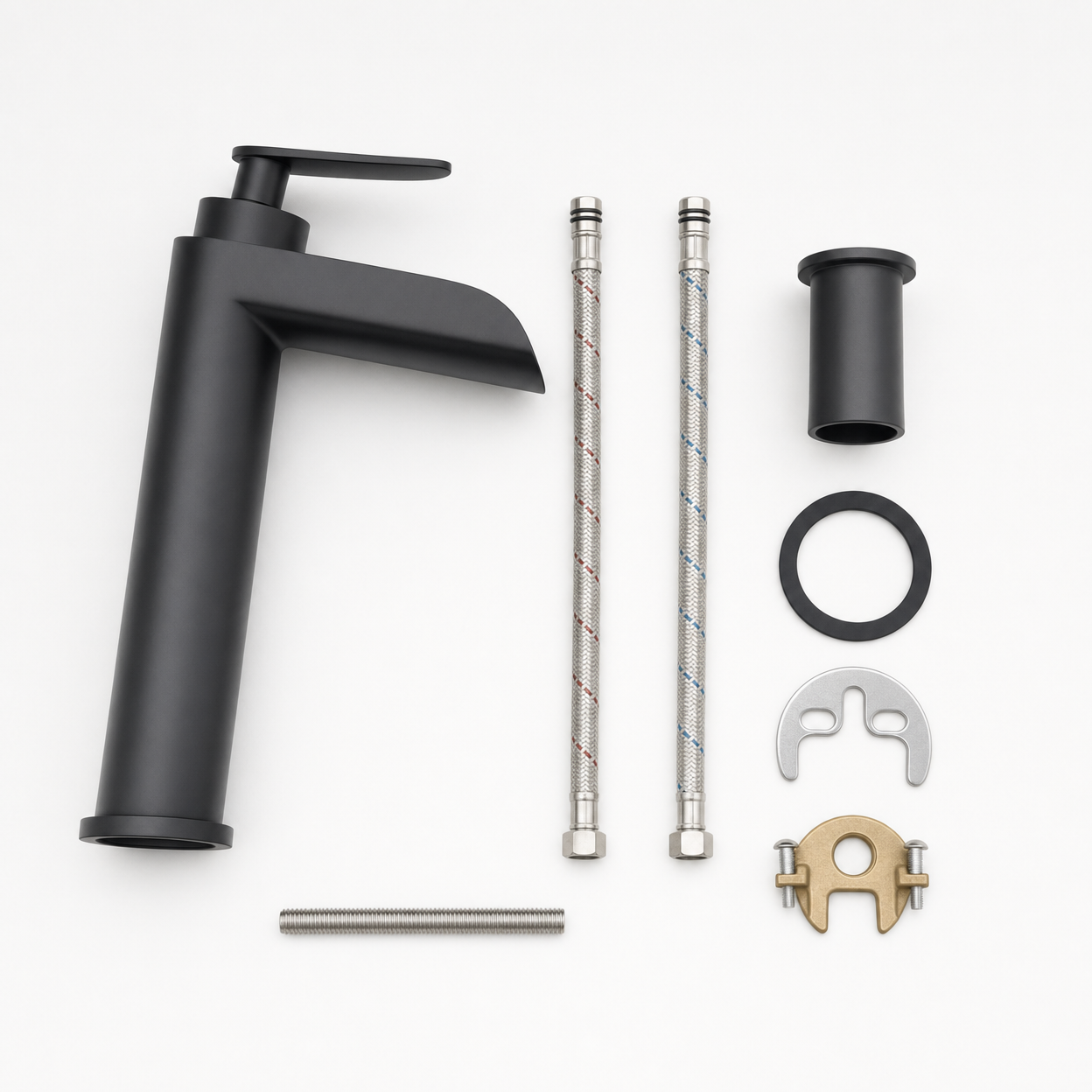 Waterfall Single Handle 1-Hole Bathroom Sink Faucet, Matte Black
