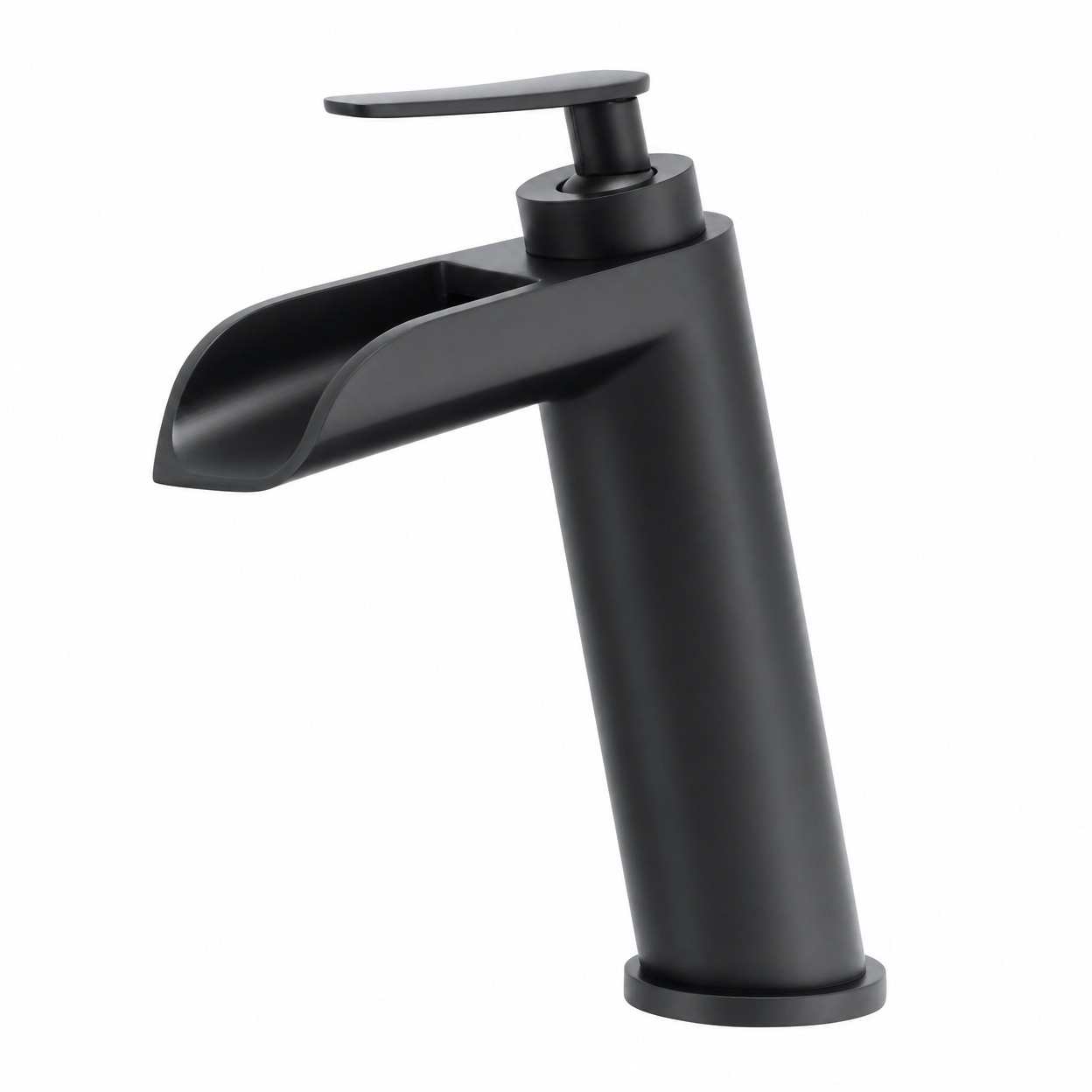 Waterfall Single Handle 1-Hole Bathroom Sink Faucet, Matte Black