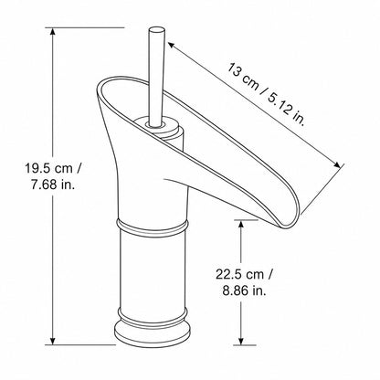 Waterfall Single-Hole Bathroom Faucet, Single-Handle Brass Faucet, Antique Brass / Oil-Rubbed Bronze / Polished Gold