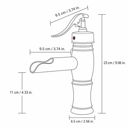 Traditional Waterfall Oil-Rubbed Bronze Bathroom Faucet, Single-Handle Single-Hole Brass Faucet