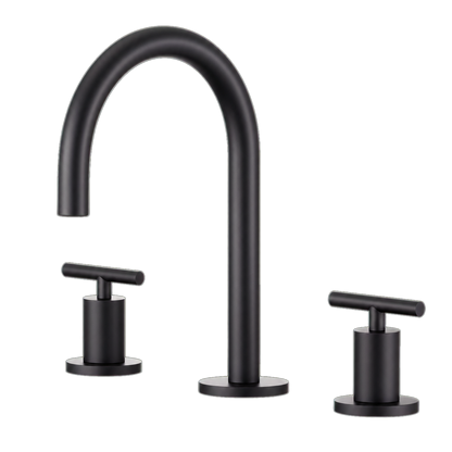 Widespread Two Handle 3-Hole Bathroom Sink Faucet, Matte Black