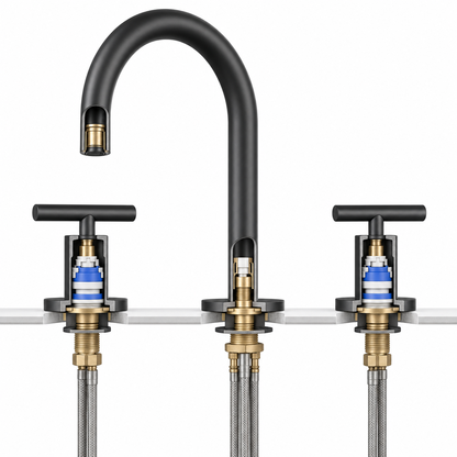 Widespread Two Handle 3-Hole Bathroom Sink Faucet, Matte Black