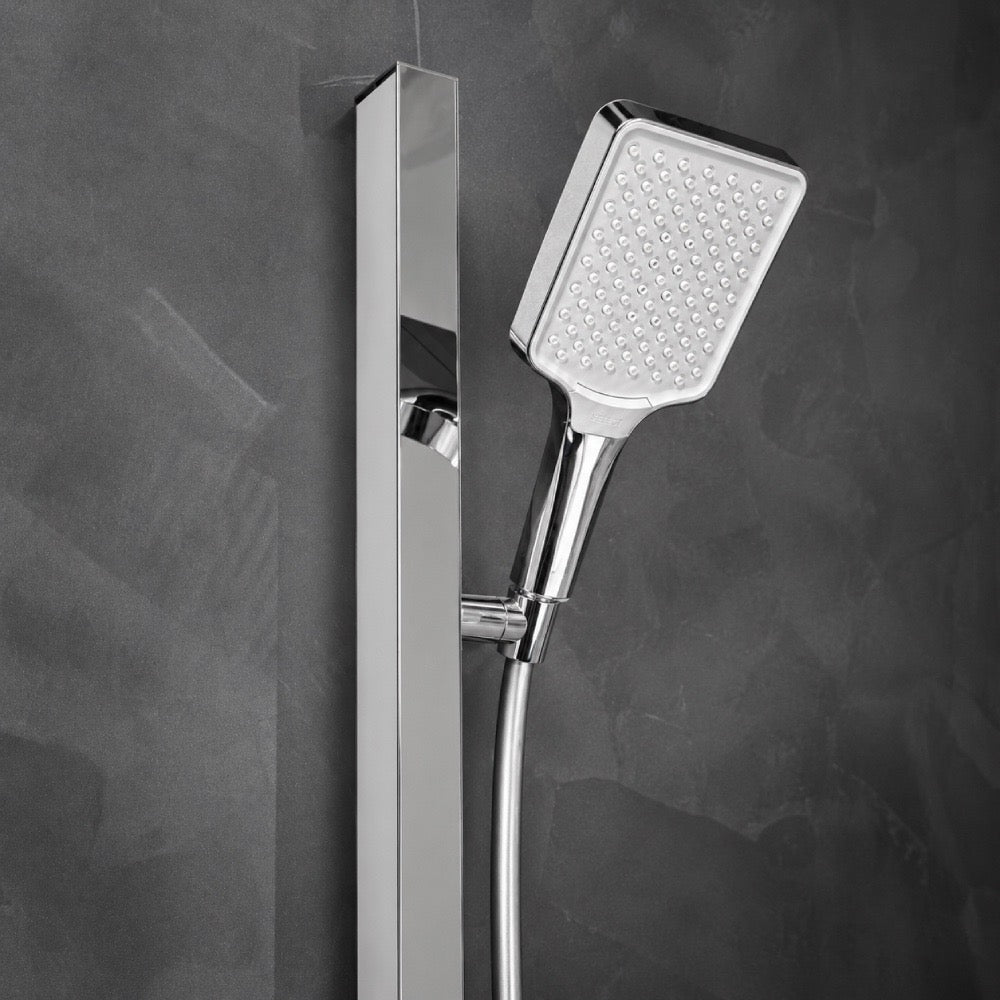 Wall-Mounted Thermostatic Shower Panel with Handheld Shower, Polished Chrome
