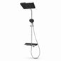 Thermostatic Shower System with Square Rain Shower, Handheld Shower & Shelf, Chrome