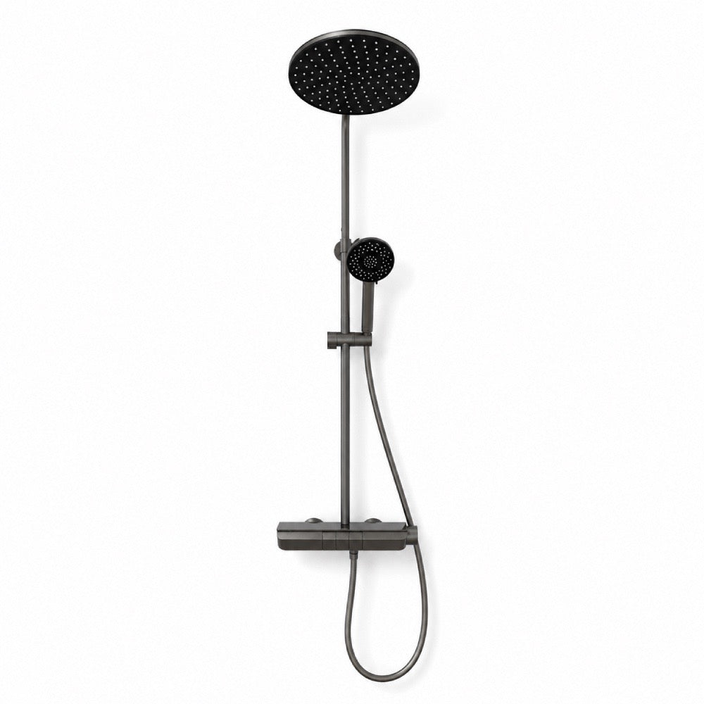Thermostatic Shower System with Rain Shower Head & Handheld, Gunmetal Gray
