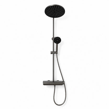 Thermostatic Shower System with Rain Shower Head & Handheld, Gunmetal Gray