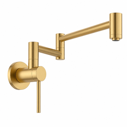 Wall-Mount Dual Joint Folding Pot Filler Faucet, Brushed Gold