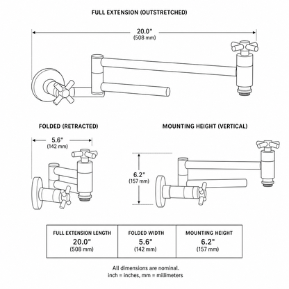 Wall-Mount Single Hole Commercial Pot Filler Faucet, Matte Black