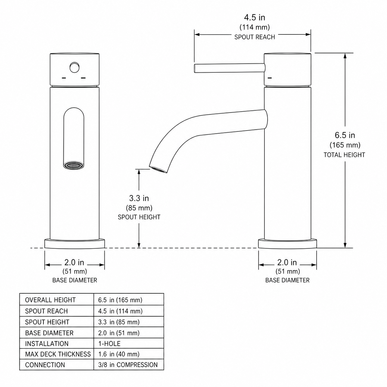 Modern Single Handle 1-Hole Bathroom Sink Faucet, Brushed Gold