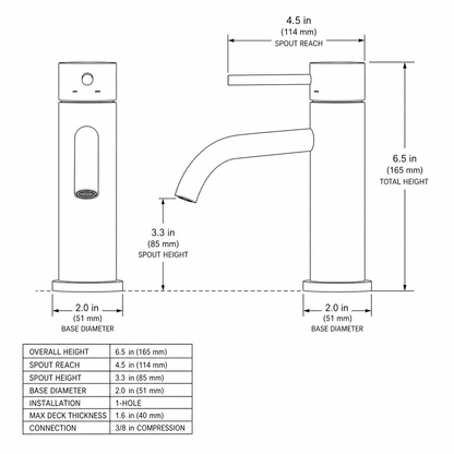 Modern Single Handle 1-Hole Bathroom Sink Faucet, Brushed Gold