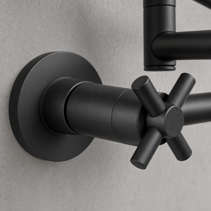 Wall-Mount Single Hole Commercial Pot Filler Faucet, Matte Black