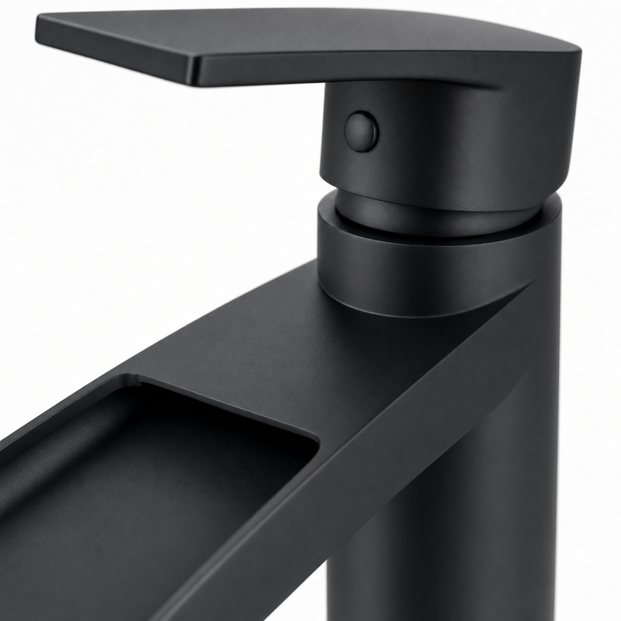 Vessel Waterfall Single Handle 1-Hole Bathroom Sink Faucet, Matte Black