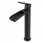Vessel Waterfall Single Handle 1-Hole Bathroom Sink Faucet, Matte Black