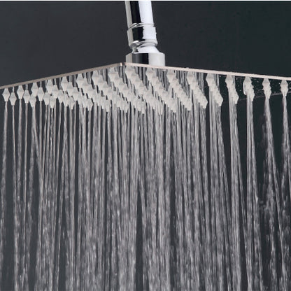 Chrome Contemporary Square Rainfall Shower Head, Ultra-Thin Bathroom Overhead Spray