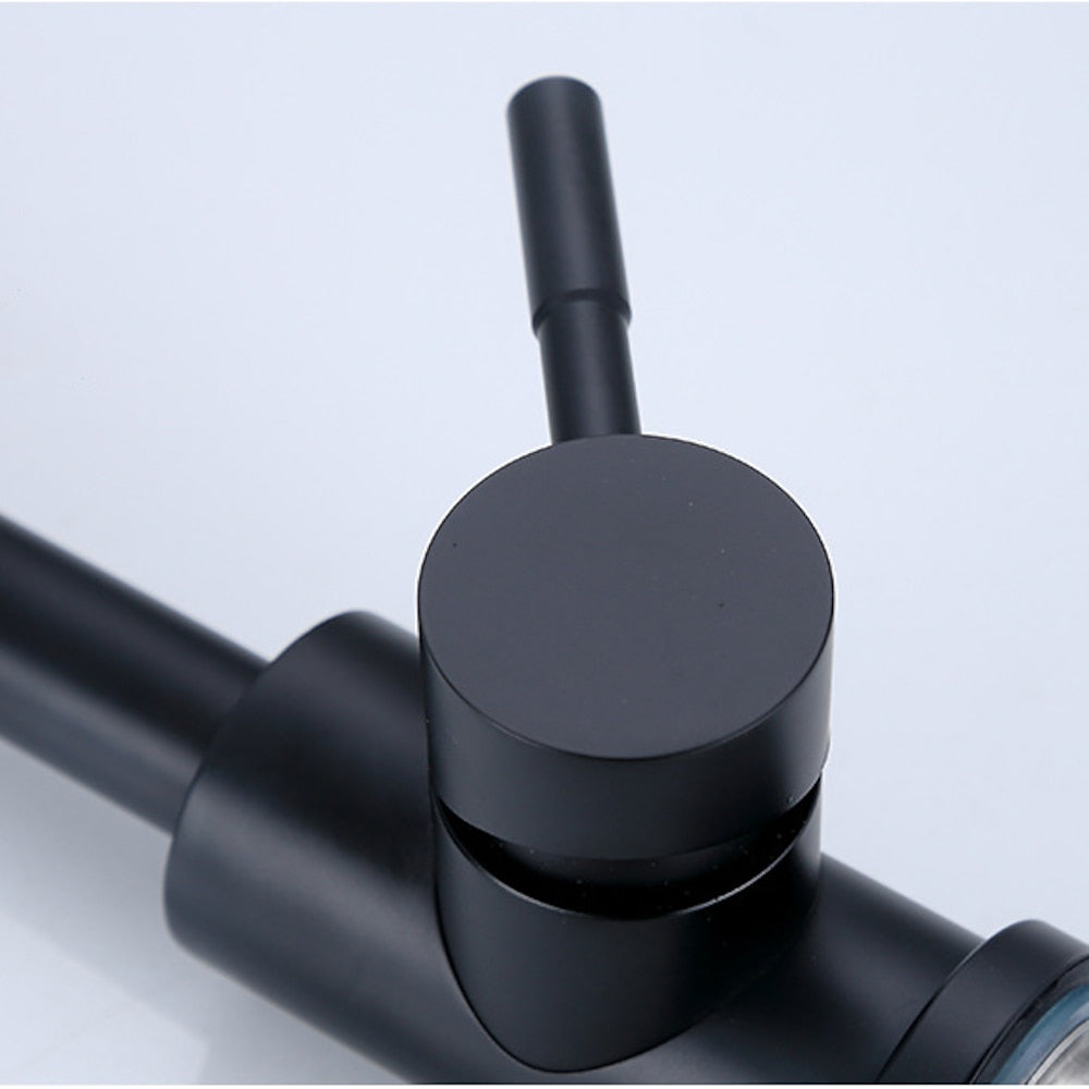 Modern Single-Hole Kitchen Faucet, Single-Handle High-Arc Faucet, Matte Black / Polished Brass