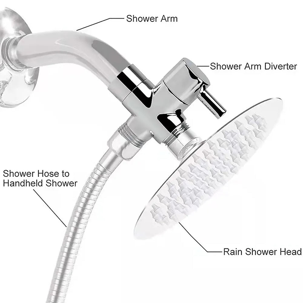 Chrome Brass 3-Way Shower Diverter Valve, T-Adapter Tee for Handheld Showerhead