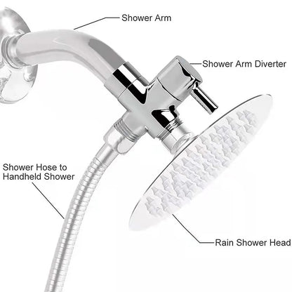 Chrome Brass 3-Way Shower Diverter Valve, T-Adapter Tee for Handheld Showerhead