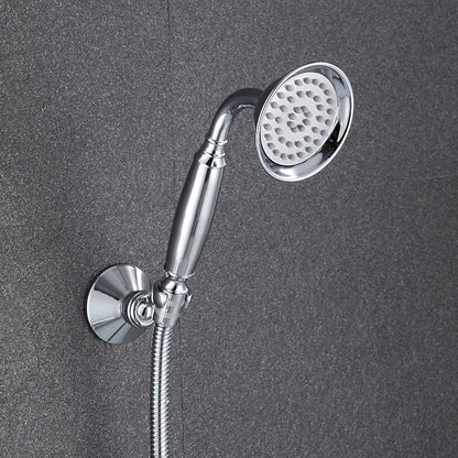 Swan Spout Wall-Mount Bathtub Faucet, Dual-Handle Tub Filler with Handheld Shower, Antique Brass / Matte Black / Chrome / Polished Gold