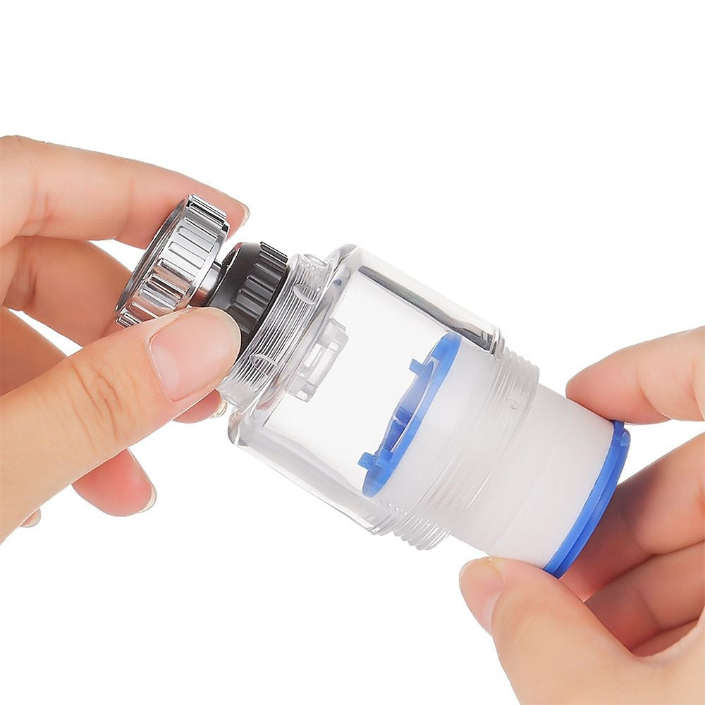 360-Degree Swivel Faucet Water Filter, Chrome ABS Faucet Purifier with PP Cotton Replacement Cartridges