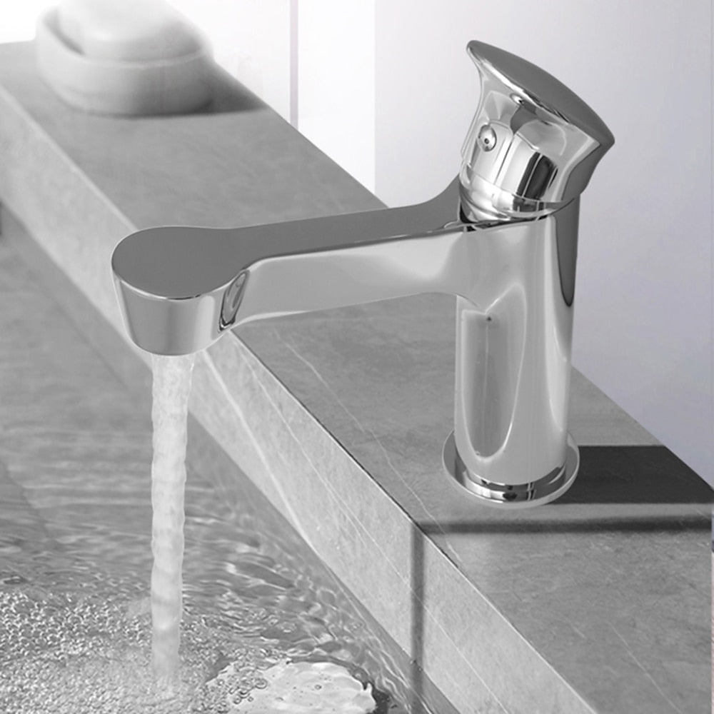 Modern Waterfall Bathroom Faucet, Single-Hole Brass Single-Handle Faucet, Matte Black / Matte White / Gunmetal / Chrome / Brushed Gold