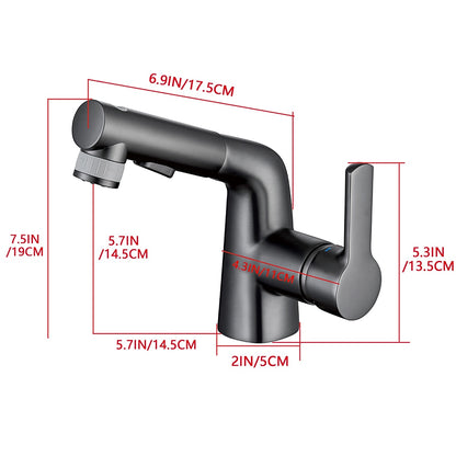 Modern Pull-Out Bathroom Sink Faucet, Single-Handle Swivel Spout Faucet, Brushed Gold / Chrome / Matte Black / Gunmetal