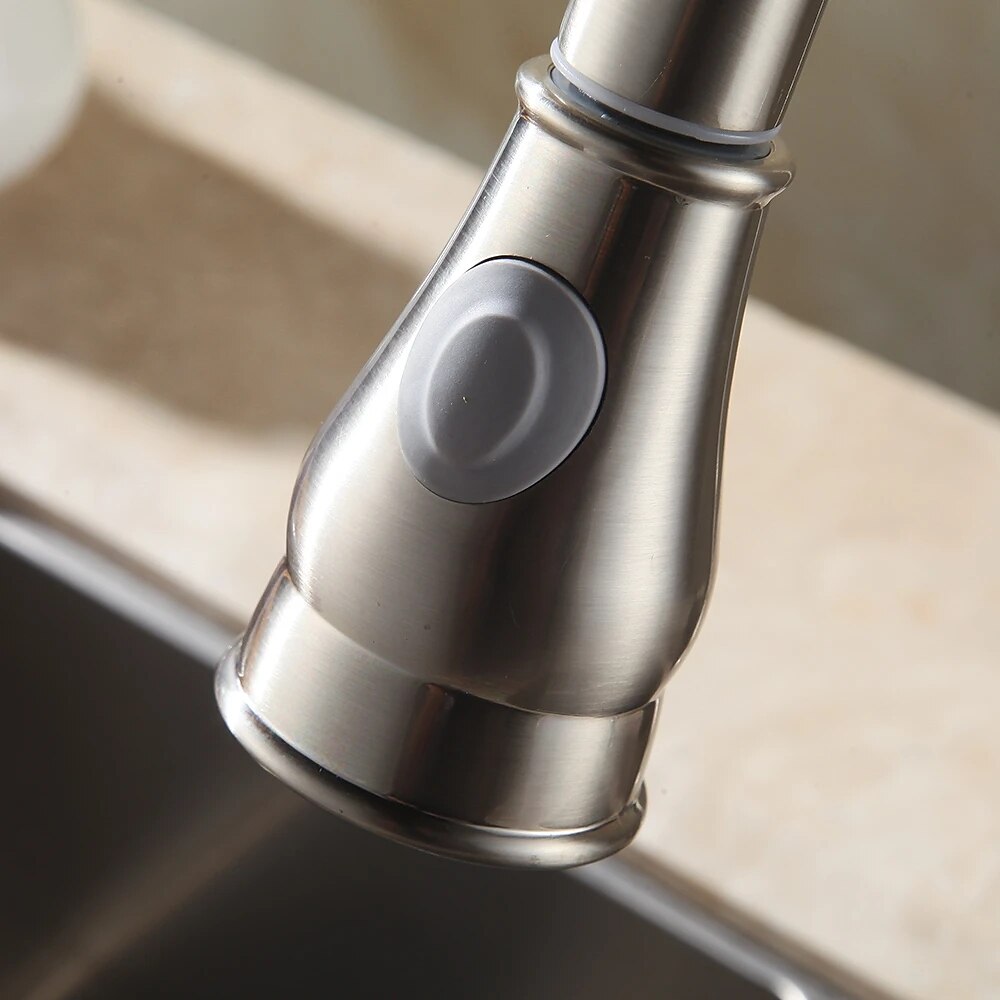 Dual-Mode Pull-Down Kitchen Faucet Spray Head Replacement, Pull-Out Nozzle Sprayer, Brushed Nickel / Chrome / Matte Black