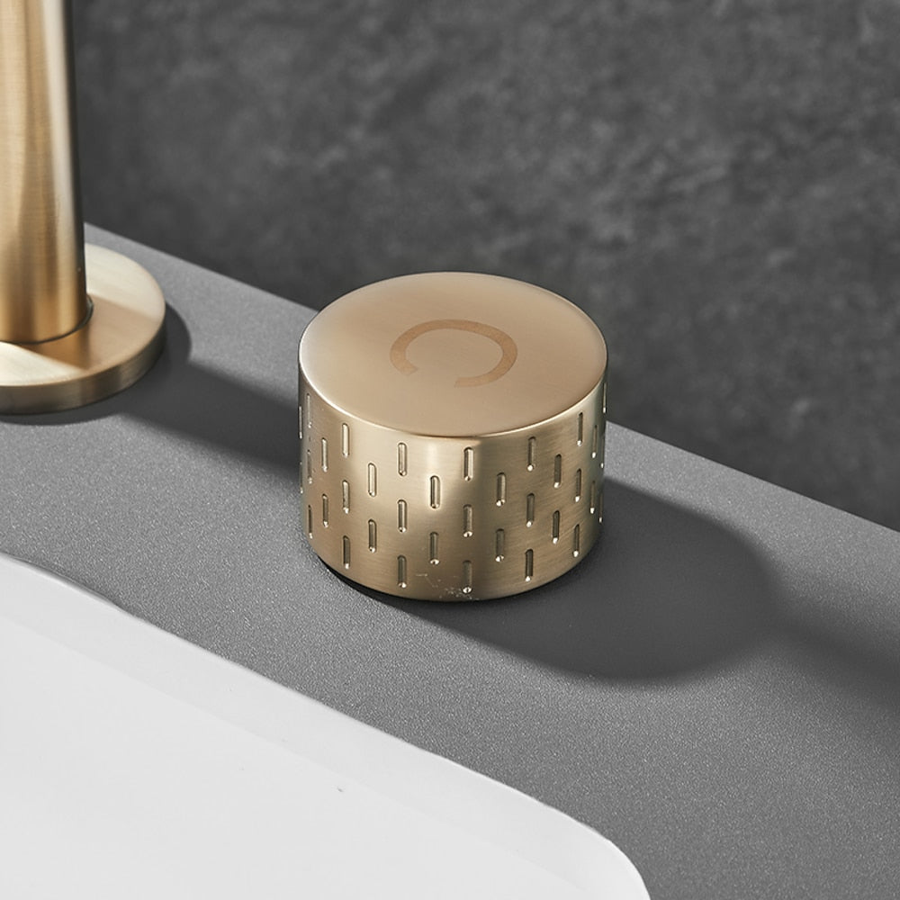 Swivel Spout 3-Hole Widespread Bathroom Sink Faucet, Dual-Handle Brass Faucet, Brushed Gold / Gunmetal / Matte Black / Chrome