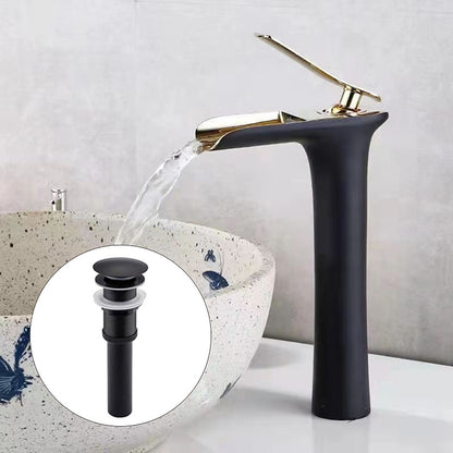 Waterfall Single-Hole Bathroom Faucet, Modern Single-Handle Sink Faucet with Pop-Up Drain