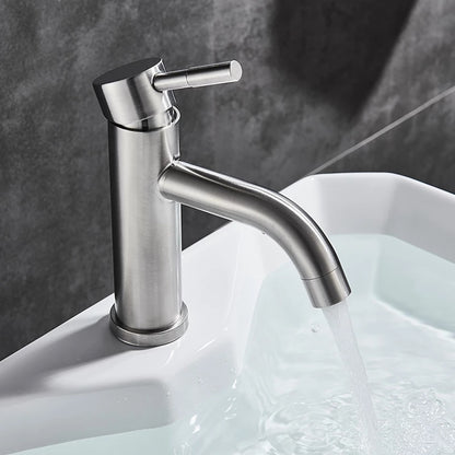 Brushed Nickel Single-Hole Bathroom Faucet, Single-Handle Stainless Steel Faucet