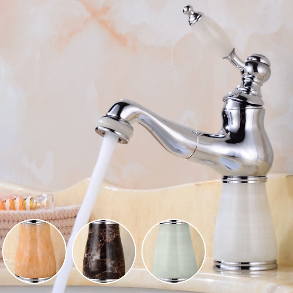 Vintage Single-Hole Bathroom Faucet, High Arc Brass Faucet
