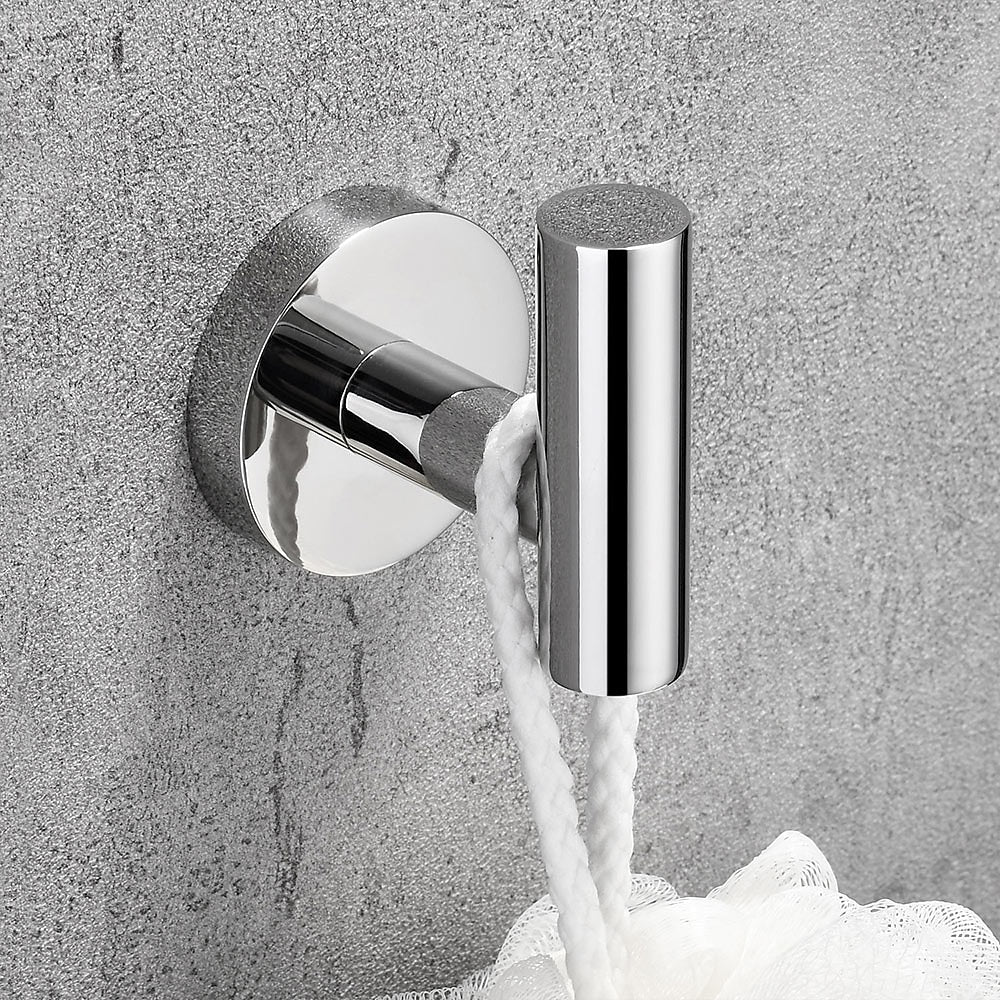 Modern Chrome Robe Hooks, 4-Piece Wall-Mounted Stainless Steel Coat Hooks