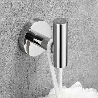 Modern Chrome Robe Hooks, 4-Piece Wall-Mounted Stainless Steel Coat Hooks