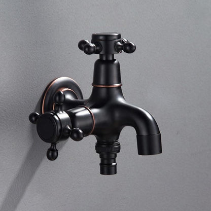 Vintage Brass Wall-Mount Washing Machine Faucet, Single-Cold Utility Laundry Faucet, Antique Brass / Matte Black