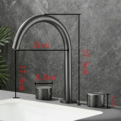 Swivel Spout 3-Hole Widespread Bathroom Sink Faucet, Dual-Handle Brass Faucet, Brushed Gold / Gunmetal / Matte Black / Chrome