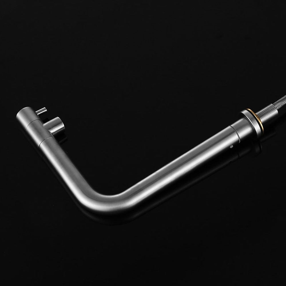 Pull-Out Brushed Nickel Kitchen Faucet, Contemporary Single-Hole Single-Handle Faucet
