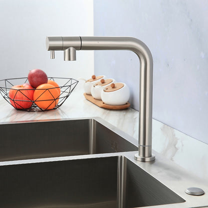 Pull-Out Brushed Nickel Kitchen Faucet, Contemporary Single-Hole Single-Handle Faucet