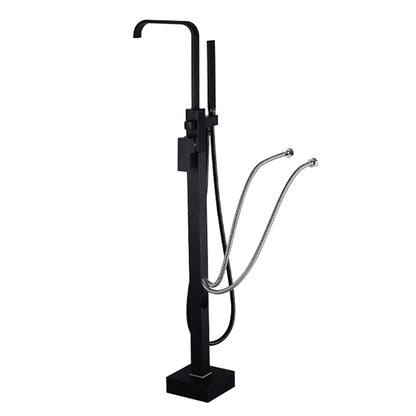 Modern Freestanding Tub Filler Faucet, Single-Handle Brass Bathtub Faucet with Handheld Shower, Chrome / Matte Black