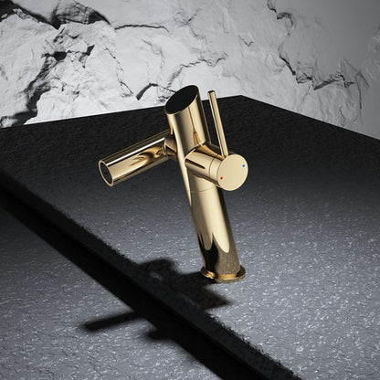 Modern Single-Hole Bathroom Faucet, Single-Handle Brass Sink Faucet, Polished Gold / Brushed Gold / Rose Gold / Matte Black / Chrome / Gunmetal / Matte White