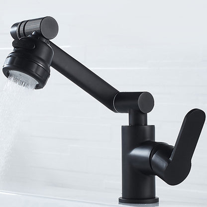 Height-Adjustable Modern Bathroom Sink Faucet, Single-Hole Swivel Spout Faucet, Matte Black / Chrome