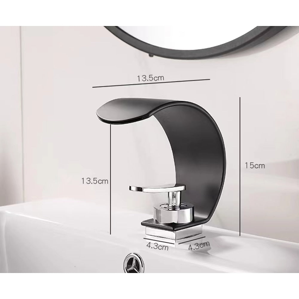 Waterfall Single-Handle Single-Hole Bathroom Faucet, Deck Mounted Basin Faucet