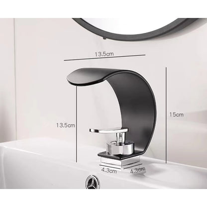 Waterfall Single-Handle Single-Hole Bathroom Faucet, Deck Mounted Basin Faucet