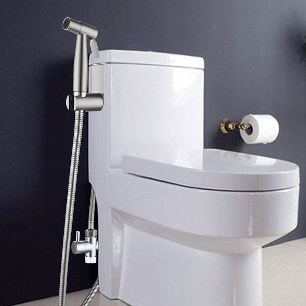 Stainless Steel Handheld Bidet Sprayer, Wall-Mount Bidet Faucet with Shower Hose / Bracket