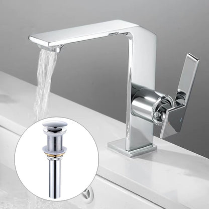 Modern Waterfall Bathroom Faucet, Single-Handle Brass Faucet, Chrome / Matte Black / Brushed Gold / Gunmetal