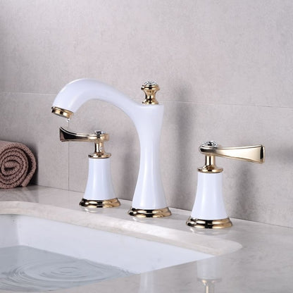 Vintage 360-Degree Swivel Spout Bathroom Faucet, Double-Handle 8-Inch Widespread Brass Faucet