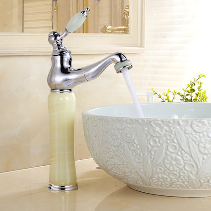 Vintage Single-Hole Bathroom Faucet, High Arc Brass Faucet
