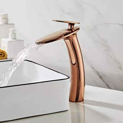 Modern Waterfall Vessel Bathroom Faucet, Single-Hole Single-Handle Faucet
