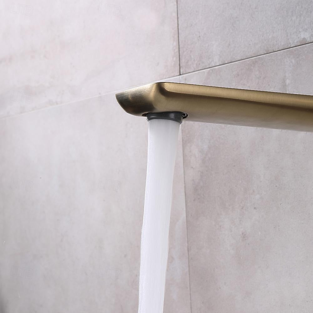 Modern Wall-Mount Bathroom Faucet, Single-Handle Brass Basin Faucet, Matte Black / Brushed Gold / Gunmetal